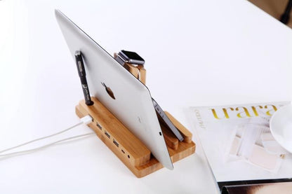 Bamboo 4-Port Charging Dock