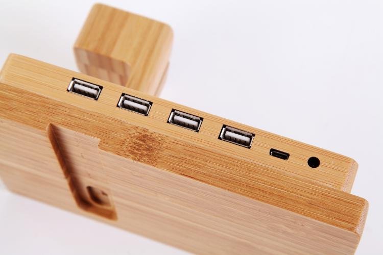 Bamboo 4-Port Charging Dock
