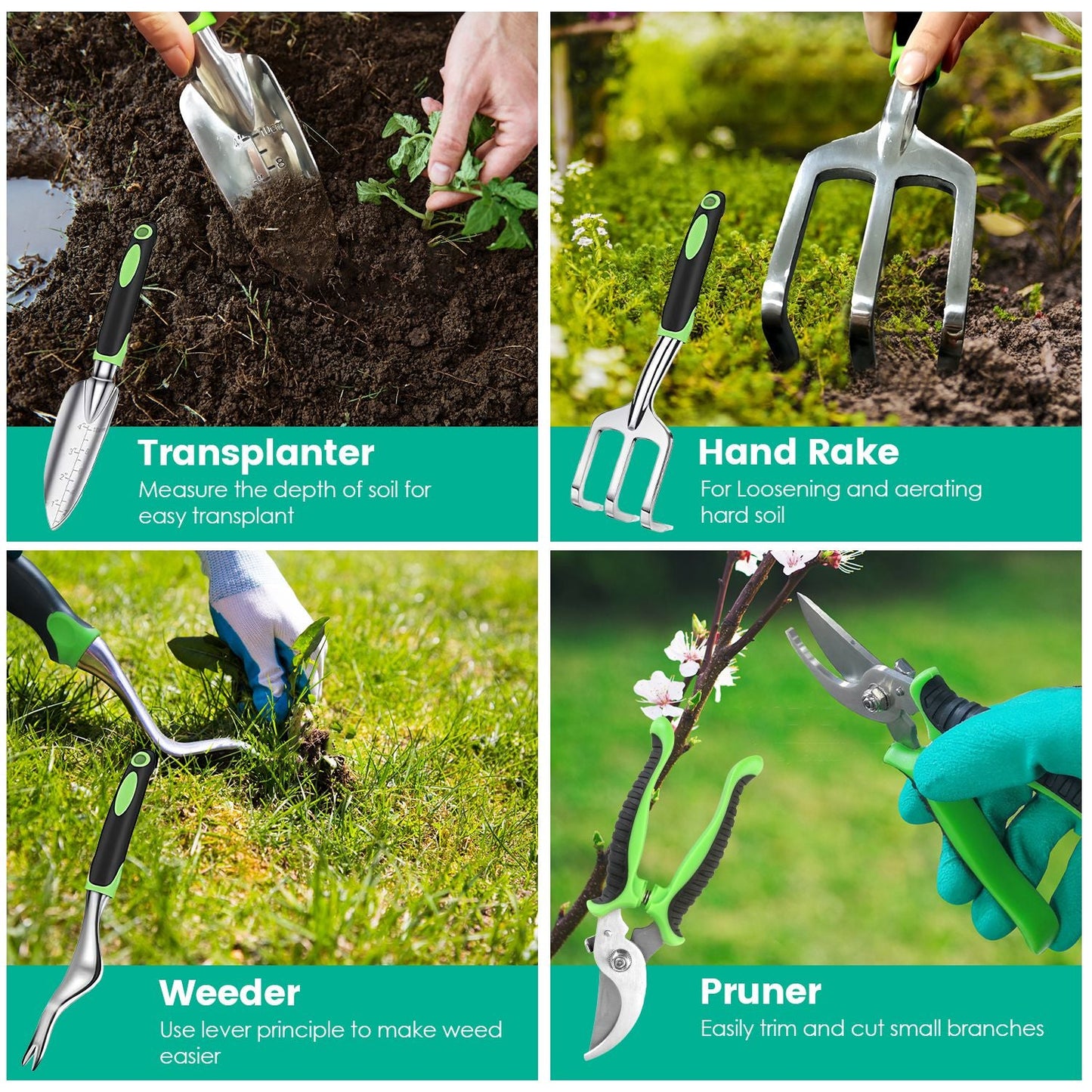 Ultimate 13Pcs Rustproof Garden Tool Set with Ergonomic Handles