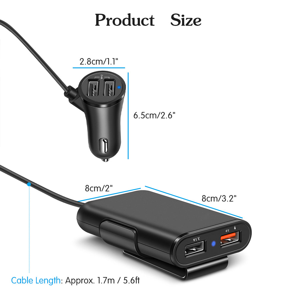 4-Port Fast Car Charger Hub