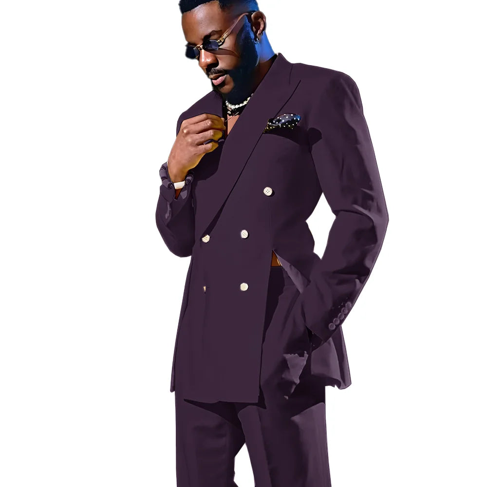 Fashion Men's Suits Special Style Double Breasted Peaked Lapel Luxury Blazer 2 Piece Jacket Pants Chic Blazer for Mens
