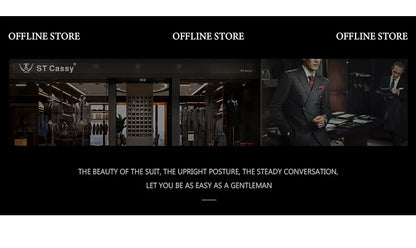 Elegant man suits high quality 2 piece set jacket + pants double-breasted party outfit groom's suit Wedding dinner business suit