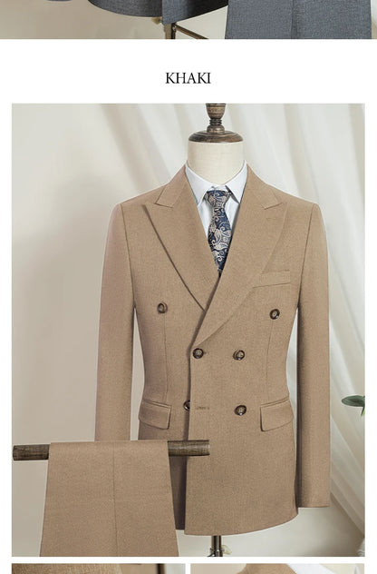 Elegant man suits high quality 2 piece set jacket + pants double-breasted party outfit groom's suit Wedding dinner business suit