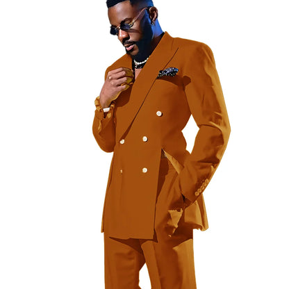 Fashion Men's Suits Special Style Double Breasted Peaked Lapel Luxury Blazer 2 Piece Jacket Pants Chic Blazer for Mens