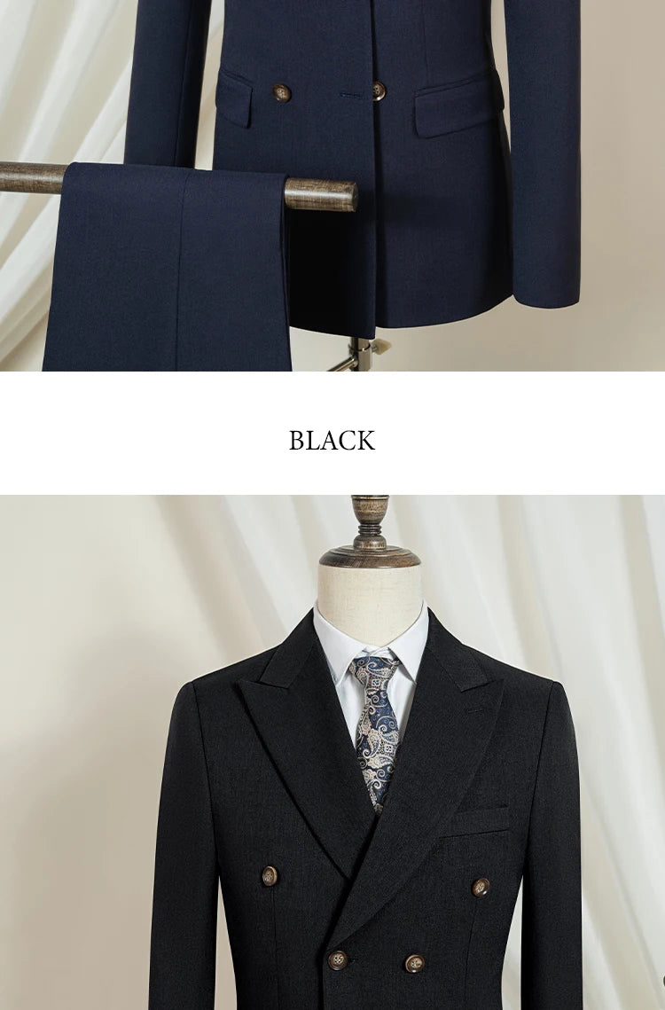Elegant man suits high quality 2 piece set jacket + pants double-breasted party outfit groom's suit Wedding dinner business suit