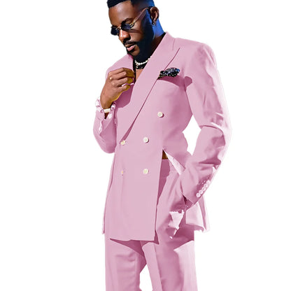 Fashion Men's Suits Special Style Double Breasted Peaked Lapel Luxury Blazer 2 Piece Jacket Pants Chic Blazer for Mens