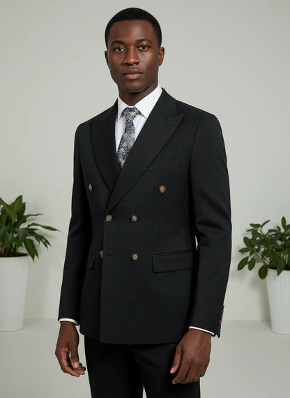 Elegant man suits high quality 2 piece set jacket + pants double-breasted party outfit groom's suit Wedding dinner business suit