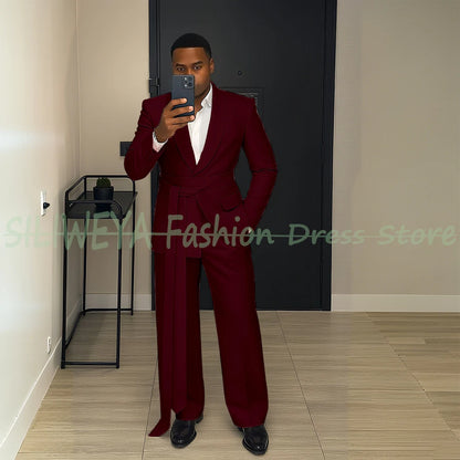 Pink Men's Suit Chic Outfits 2 Pieces Jacket Pants Boutique Male Blazer Set Banquet Custom Luxury Tuxedo