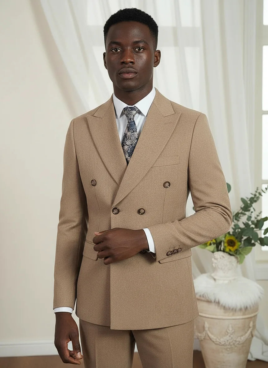 Elegant man suits high quality 2 piece set jacket + pants double-breasted party outfit groom's suit Wedding dinner business suit