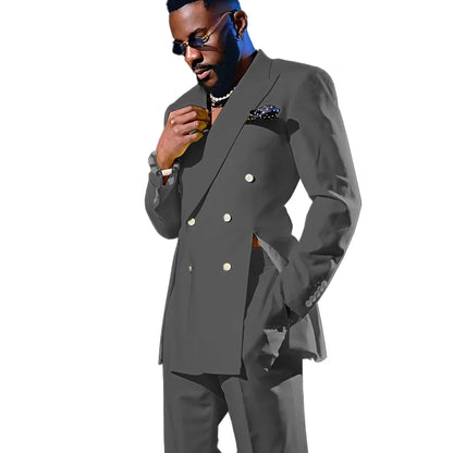 Fashion Men's Suits Special Style Double Breasted Peaked Lapel Luxury Blazer 2 Piece Jacket Pants Chic Blazer for Mens