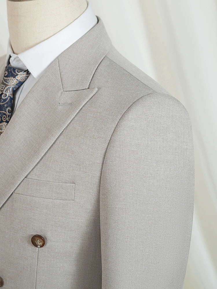 Elegant man suits high quality 2 piece set jacket + pants double-breasted party outfit groom's suit Wedding dinner business suit