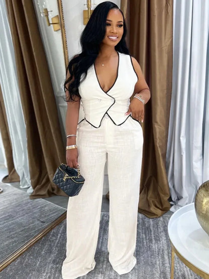 2 Piece Women Sets 2025 Summer Autumn New Arrival Matching Sets Black Color Two Pieces Sets Top Pants Suits Outfits Clothing