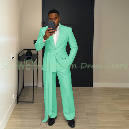 Pink Men's Suit Chic Outfits 2 Pieces Jacket Pants Boutique Male Blazer Set Banquet Custom Luxury Tuxedo