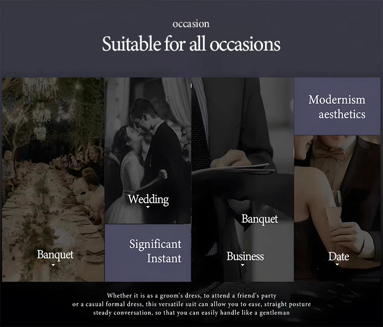 Elegant man suits high quality 2 piece set jacket + pants double-breasted party outfit groom's suit Wedding dinner business suit