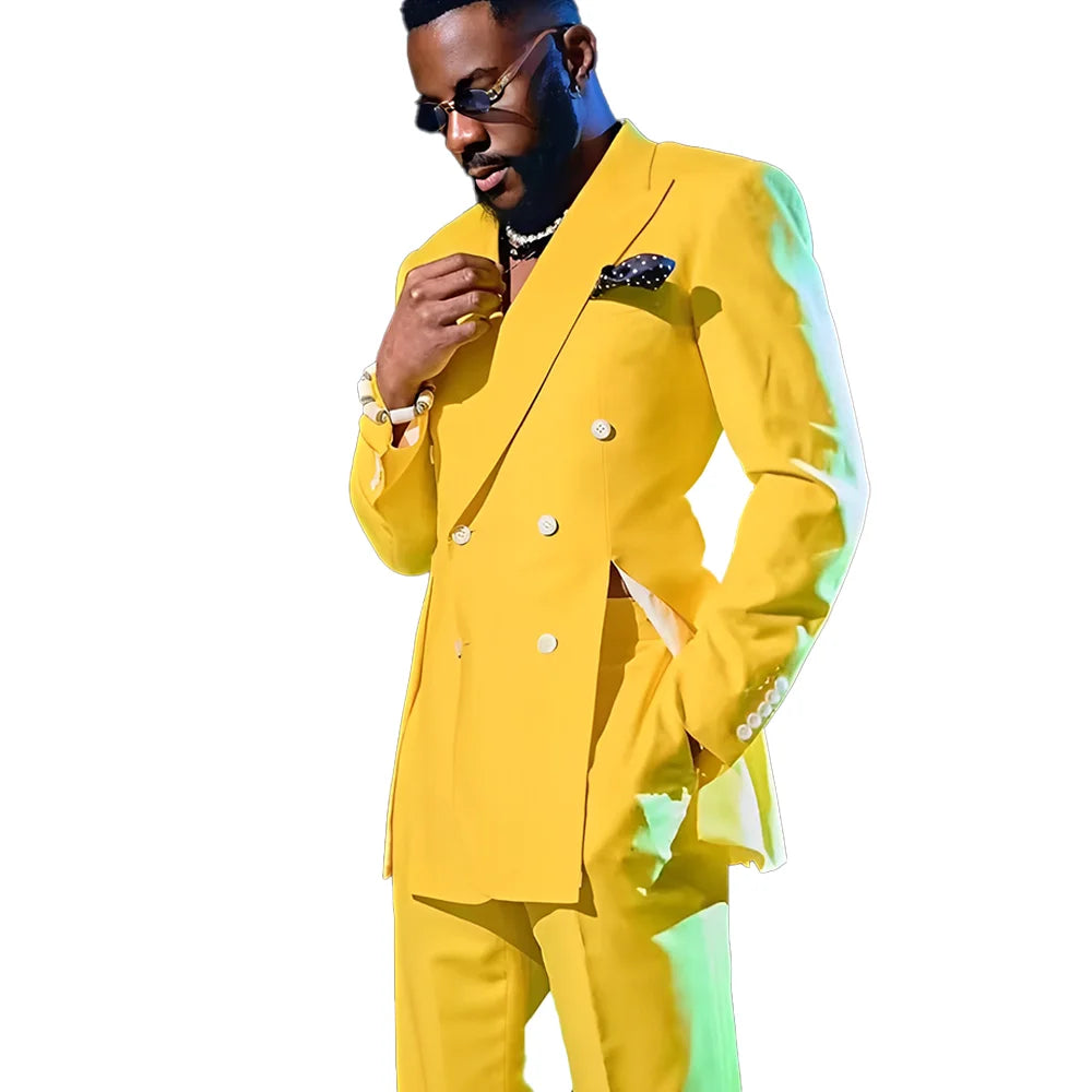 Fashion Men's Suits Special Style Double Breasted Peaked Lapel Luxury Blazer 2 Piece Jacket Pants Chic Blazer for Mens