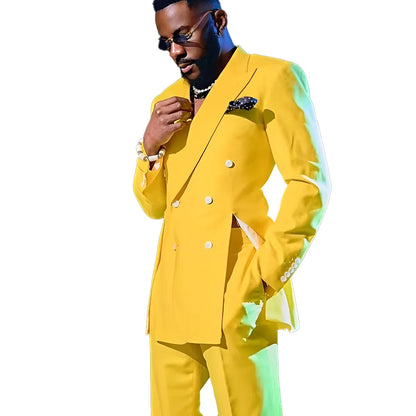 Fashion Men's Suits Special Style Double Breasted Peaked Lapel Luxury Blazer 2 Piece Jacket Pants Chic Blazer for Mens
