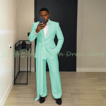 Pink Men's Suit Chic Outfits 2 Pieces Jacket Pants Boutique Male Blazer Set Banquet Custom Luxury Tuxedo