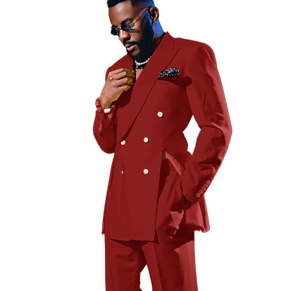 Fashion Men's Suits Special Style Double Breasted Peaked Lapel Luxury Blazer 2 Piece Jacket Pants Chic Blazer for Mens