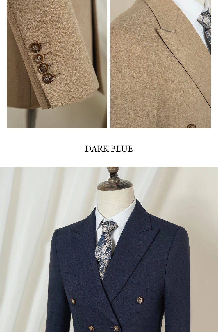 Elegant man suits high quality 2 piece set jacket + pants double-breasted party outfit groom's suit Wedding dinner business suit