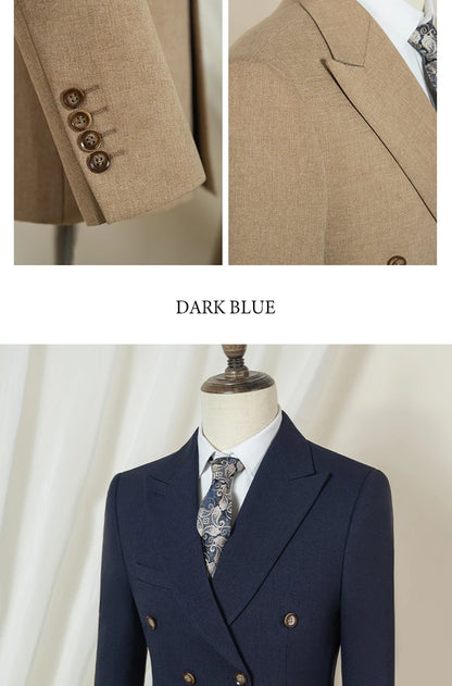 Elegant man suits high quality 2 piece set jacket + pants double-breasted party outfit groom's suit Wedding dinner business suit