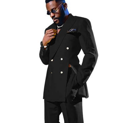 Fashion Men's Suits Special Style Double Breasted Peaked Lapel Luxury Blazer 2 Piece Jacket Pants Chic Blazer for Mens
