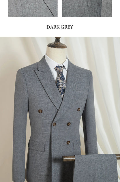 Elegant man suits high quality 2 piece set jacket + pants double-breasted party outfit groom's suit Wedding dinner business suit
