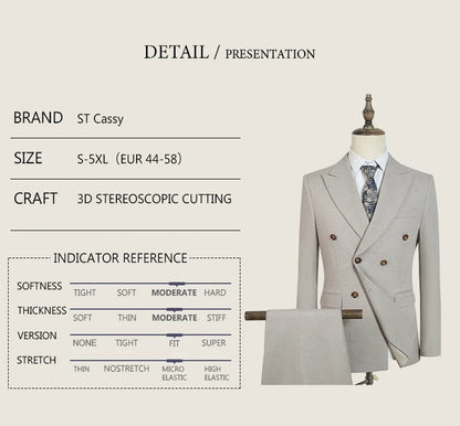 Elegant man suits high quality 2 piece set jacket + pants double-breasted party outfit groom's suit Wedding dinner business suit