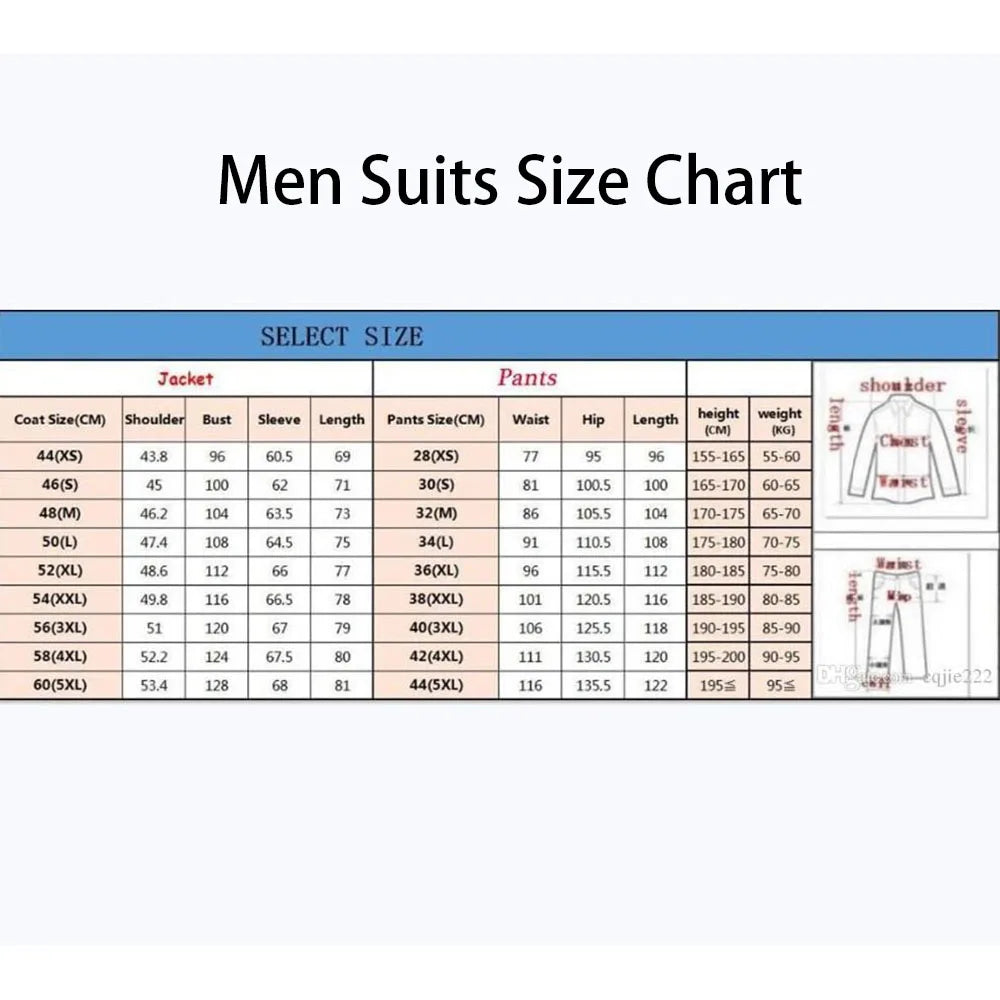Fashion Men's Suits 2 Piece Jacket Pants Outfits Elegant Single Breasted Notch Lapel Slim Fit Male Clothing High Quality Blazer