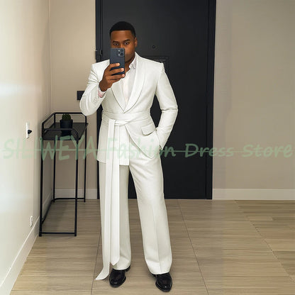 Pink Men's Suit Chic Outfits 2 Pieces Jacket Pants Boutique Male Blazer Set Banquet Custom Luxury Tuxedo