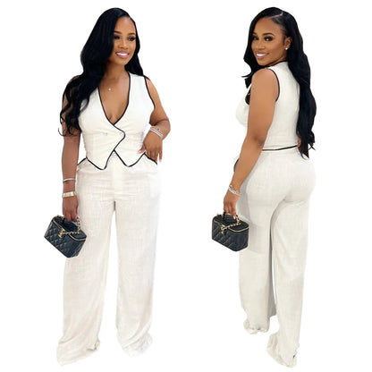2 Piece Women Sets 2025 Summer Autumn New Arrival Matching Sets Black Color Two Pieces Sets Top Pants Suits Outfits Clothing