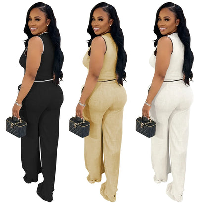 2 Piece Women Sets 2025 Summer Autumn New Arrival Matching Sets Black Color Two Pieces Sets Top Pants Suits Outfits Clothing