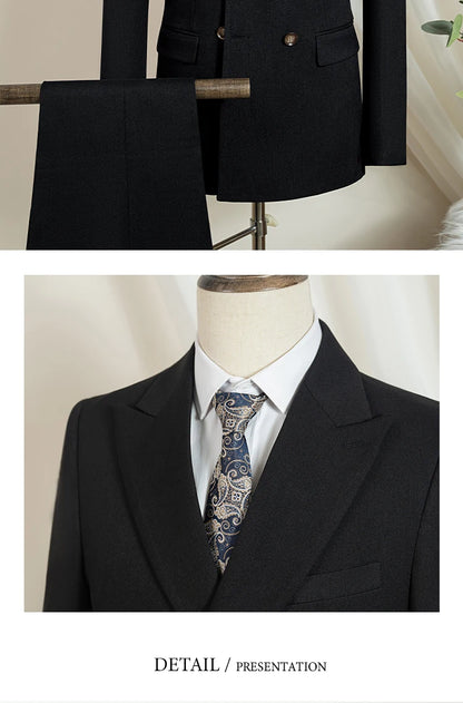 Elegant man suits high quality 2 piece set jacket + pants double-breasted party outfit groom's suit Wedding dinner business suit