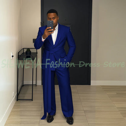 Pink Men's Suit Chic Outfits 2 Pieces Jacket Pants Boutique Male Blazer Set Banquet Custom Luxury Tuxedo