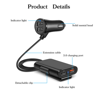 4-Port Fast Car Charger Hub