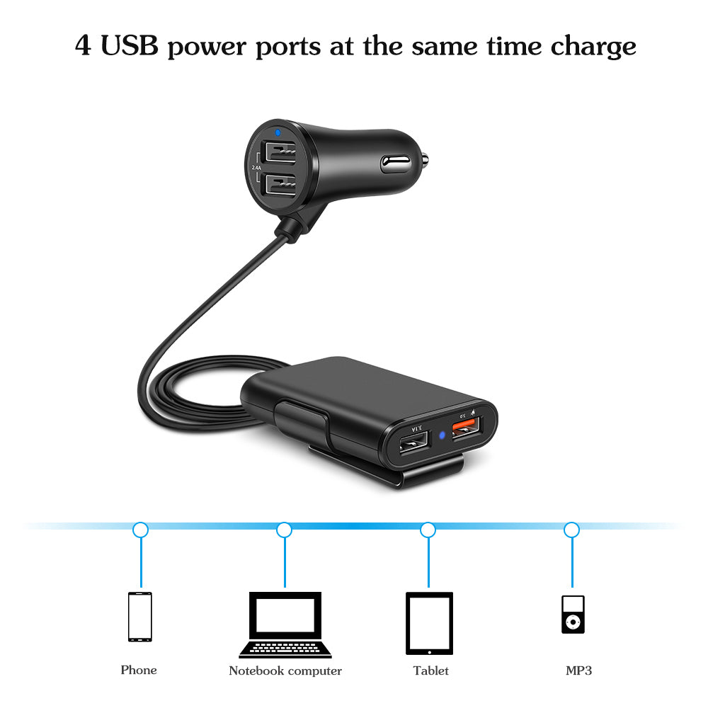 4-Port Fast Car Charger Hub
