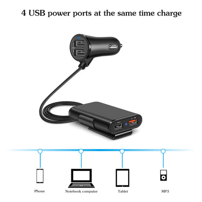 4-Port Fast Car Charger Hub